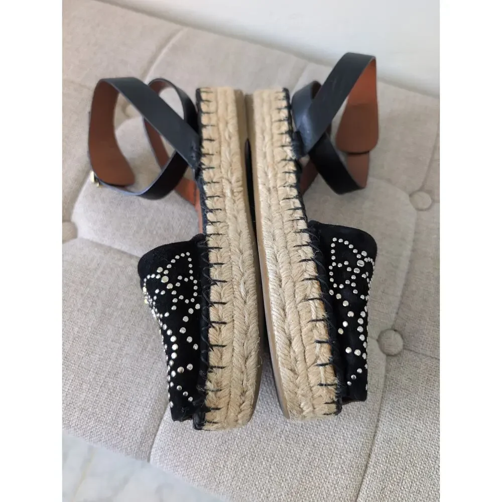 Valentino Garavani Studded Butterfly Suede Espadrilles size EU 39